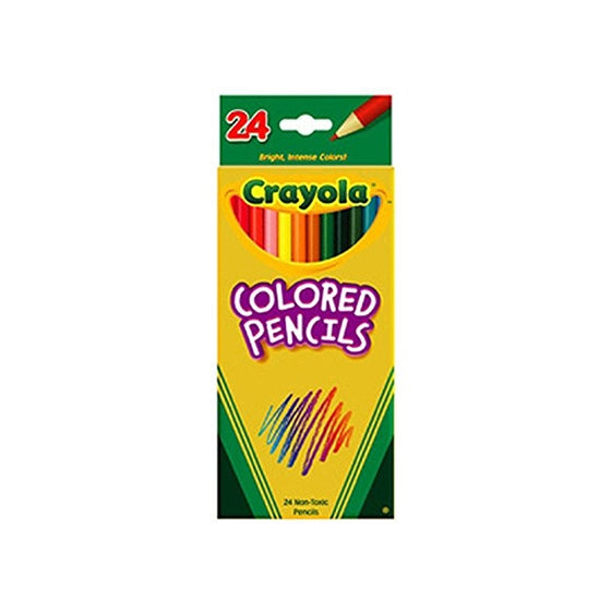 Crayola Products Pencils Long Cannon Woodcase Color, 3.3mm, 24 Assorted Colors/Set - Sold as 1 Set - Presharpened Points. - Bright colors and smooth Laydown. - Made from reforested wood.