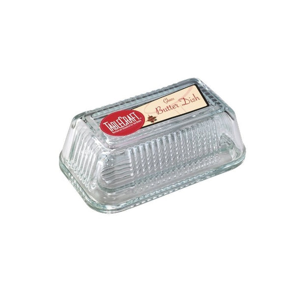 Tablecraft H122 Ribbed Glass Butter Dish