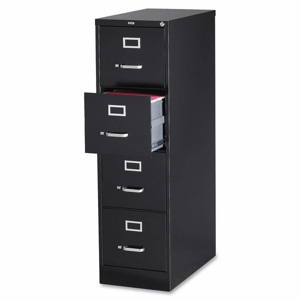 Lorell 4-Drawer Vertical File with Lock, 15 by 26-1/2 by 52-Inch, Black