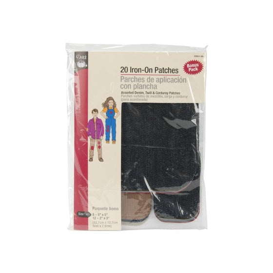 Dritz 55801-66 Iron-On Patches, Assorted, 20-Pack