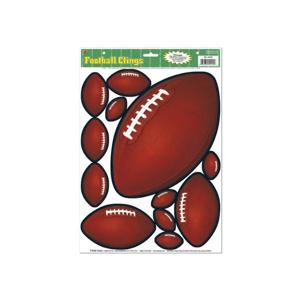 Beistle 54445 12-Clings Per Sheet Football Clings for Parties, 12 by 17-Inch