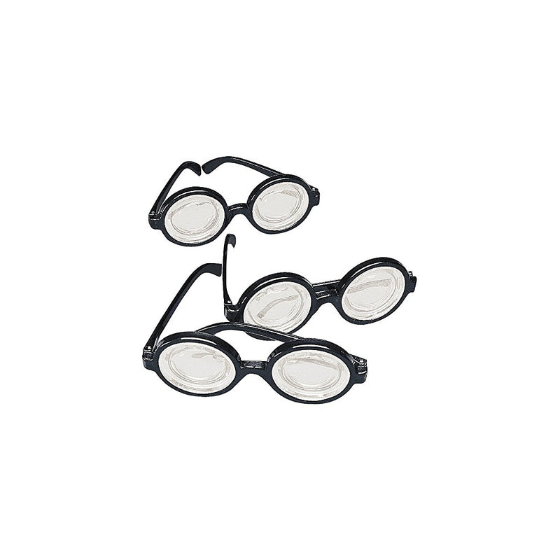Black Frame Nerd Glasses (12 Pack) Plastic. Costume Party Favors