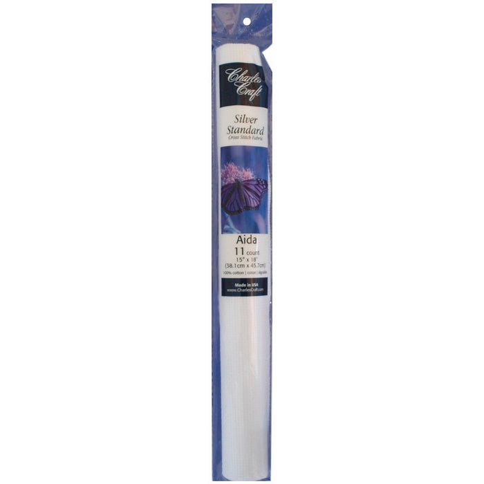 DMC TC8136-6750 Silver Label Aida Cloth with Soft Tube, White, 15 by 18-Inch, 11-Count