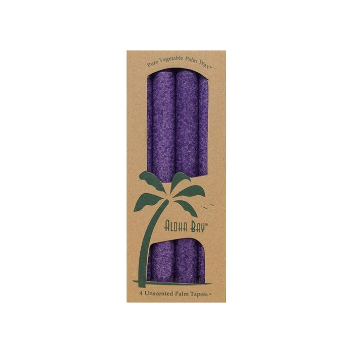 Aloha Bay Palm Tapers Violet, 4 Count