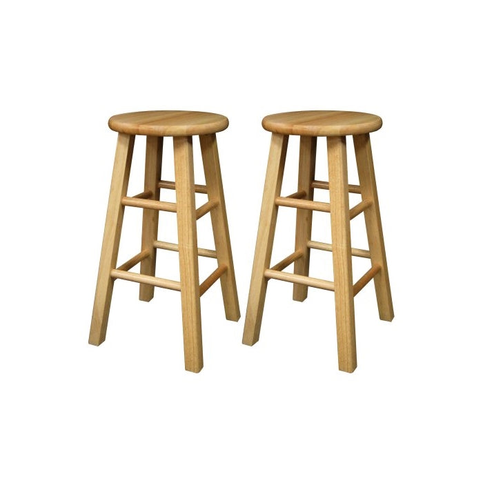 Winsome Wood 24-Inch Square Leg Barstool with Natural Finish, Set of 2