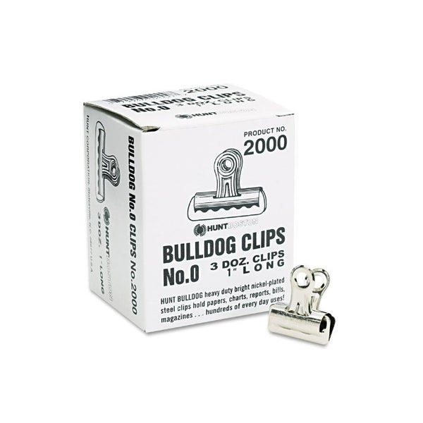 Elmer's Bulldog Clips, Steel, 1/4 Inch Capacity, 1 Inch, Nickel-Plated, 36/Box (2000)