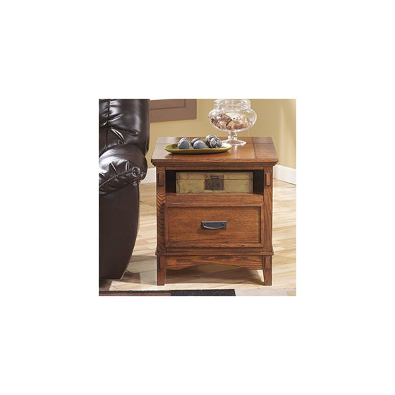 Ashley Furniture Signature Design - Cross Island End Table - 1 Drawer - Rectangular - Medium Brown