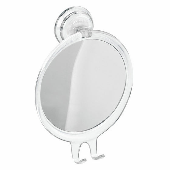 InterDesign Power Lock Suction Shaving Mirror for Shower or Bathroom – Circular Mirror with Razor Holder, Clear