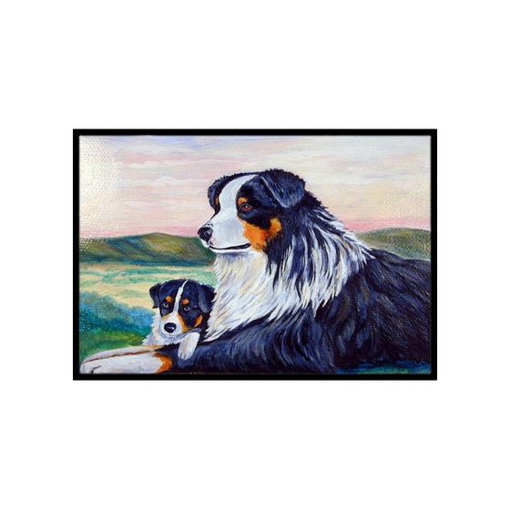 Caroline's Treasures 7511JMAT Australian Shepherd Indoor or Outdoor Doormat, 24" x 36", Multicolor