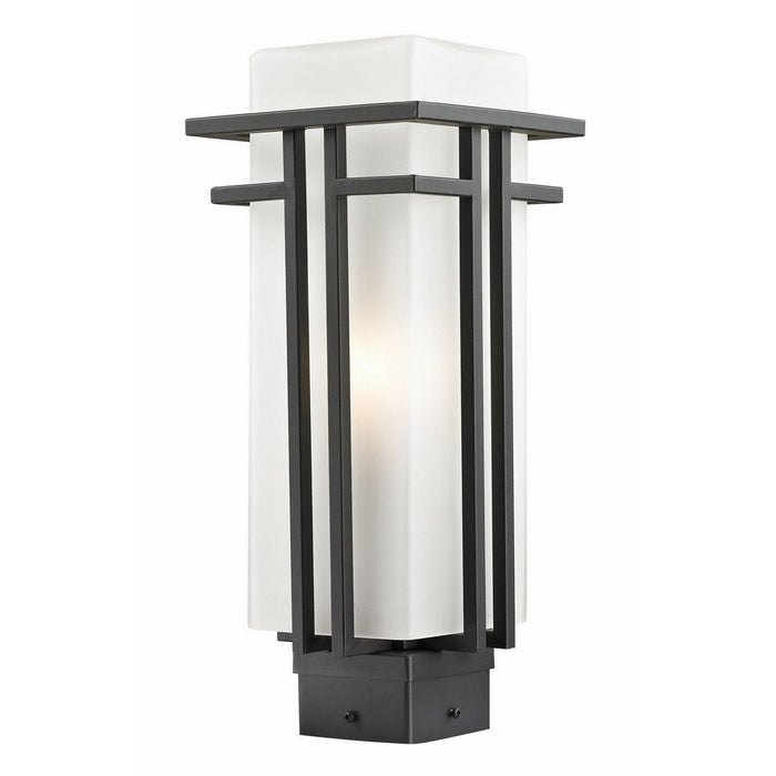 Z-Lite 550PHM-ORBZ Outdoor Post Light with Oil Rubbed Bronze Finish Steel Frame, Matte Opal