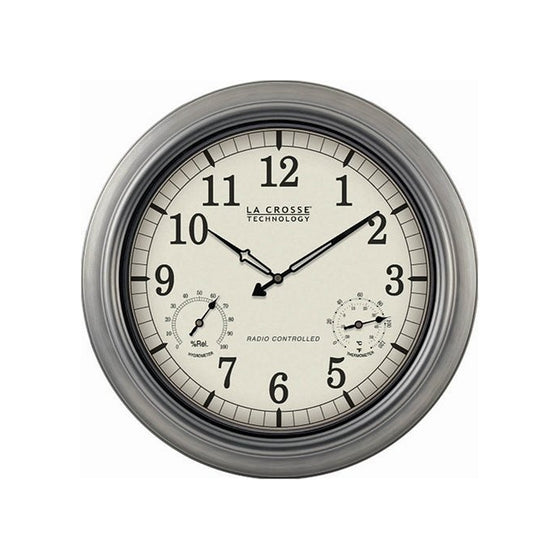 La Crosse Technology WT-3181P 18" Outdoor Atomic Wall Clock with Temperature/Humidity