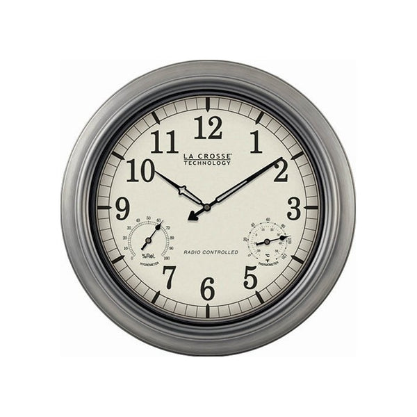 La Crosse Technology WT-3181P 18" Outdoor Atomic Wall Clock with Temperature/Humidity