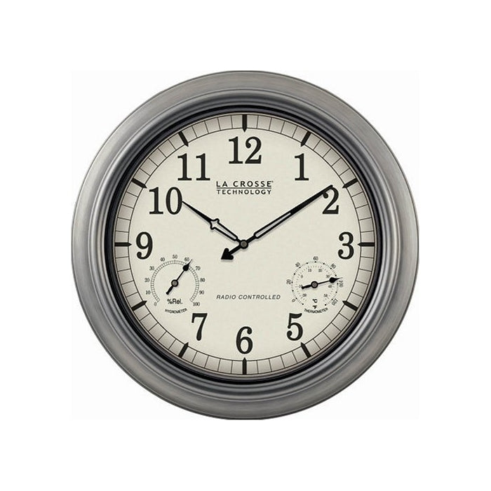 La Crosse Technology WT-3181P 18" Outdoor Atomic Wall Clock with Temperature/Humidity