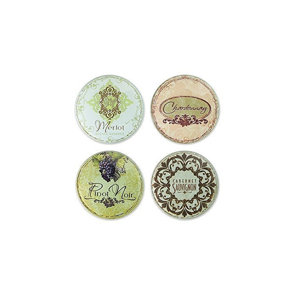 4 Inch Assorted Grape Vineyard Design Glass Coaster Pack of 4