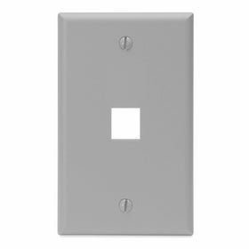 Leviton 41080-1GP QuickPort Wallplate, Single Gang, 1-Port, Grey
