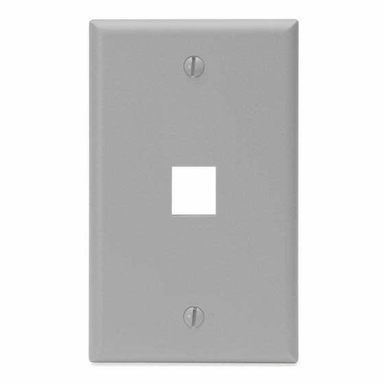 Leviton 41080-1GP QuickPort Wallplate, Single Gang, 1-Port, Grey