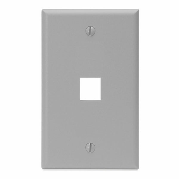 Leviton 41080-1GP QuickPort Wallplate, Single Gang, 1-Port, Grey