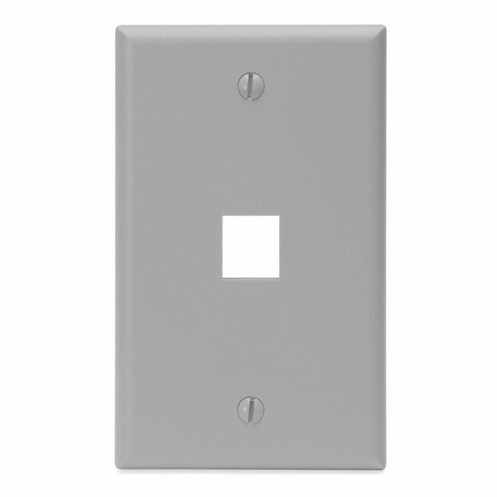 Leviton 41080-1GP QuickPort Wallplate, Single Gang, 1-Port, Grey