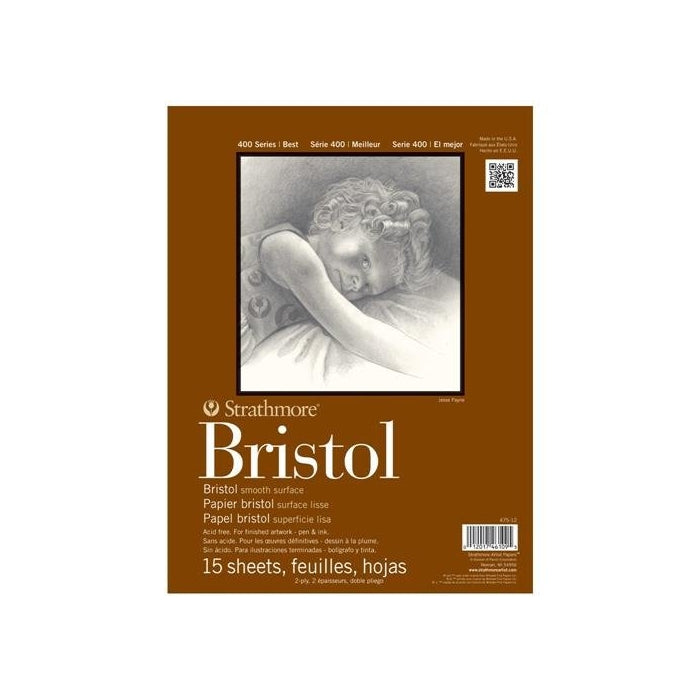 Strathmore STR-475-12 15 Sheet Bristol Plate Pad, 9 by 12"
