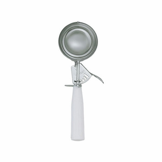 Update International DP-6 4 2/3 oz. Disher, White, 304 Stainless Steel Bowl/P.Plastic Hdl