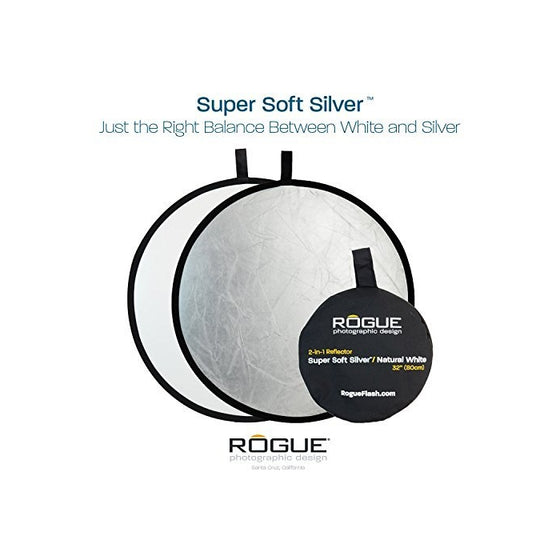 Rogue Photographic Design 2-in-1 Collapsible Reflector 32", Super Soft Silver/Natural White (ROGUE32SW)