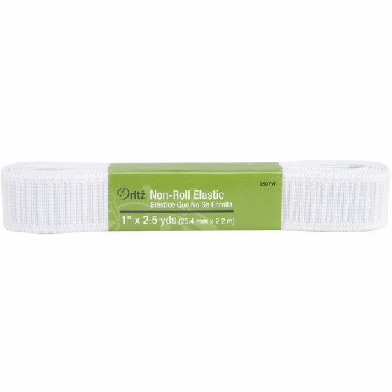 Dritz 9507W Non-Roll Woven Elastic, White, 1-Inch