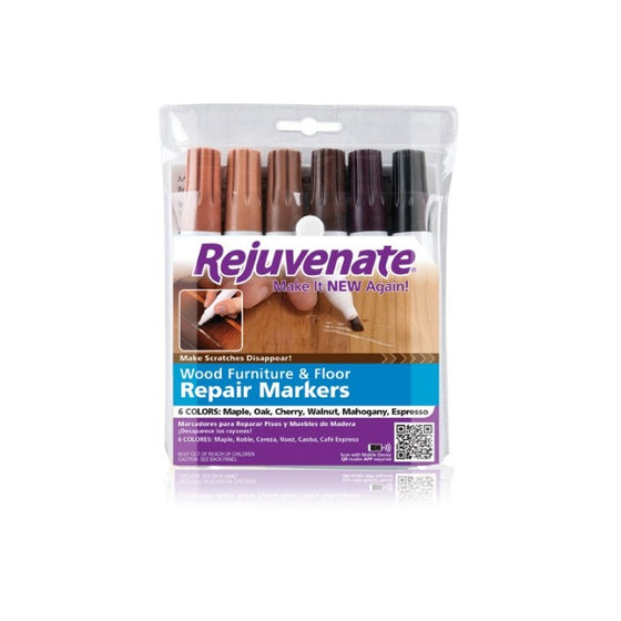 Rejuvenate Wood Furniture & Floor Repair Markers Make Scratches Disappear in Any Color Wood - 6 Colors; Maple, Oak, Cherry, Walnut, Mahogany, Espresso