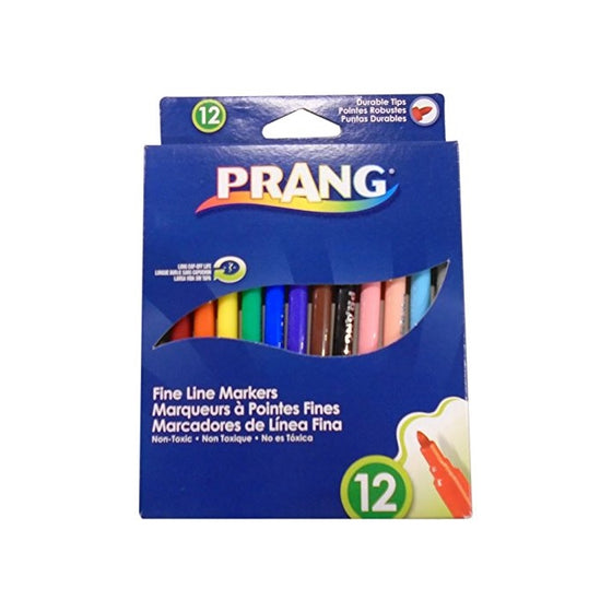 Prang Fine Line Washable Art Markers, 12-Color Set (80714)