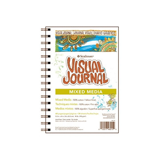 Strathmore Pro-Art 460-19 500 Series Visual Mixed Media Journal, 9"x12" Vellum, Wire Bound, 34 Sheets