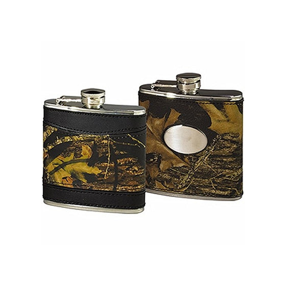 Weber Camo Leather Goods Leather Flask, Camo/Black, 6-Ounce