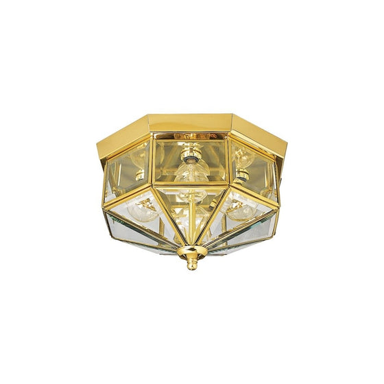 Progress Lighting P5789-10 Octagonal Close-To-Ceiling Fixture with Clear Bound Beveled Glass, Polished Brass