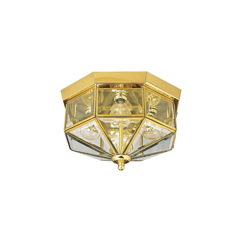 Progress Lighting P5789-10 Octagonal Close-To-Ceiling Fixture with Clear Bound Beveled Glass, Polished Brass