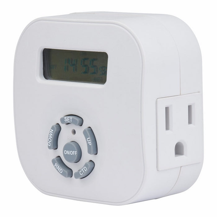 Westek TE1606WHB Weekly Digital Round Timer, Duel Grounded Outlet, White