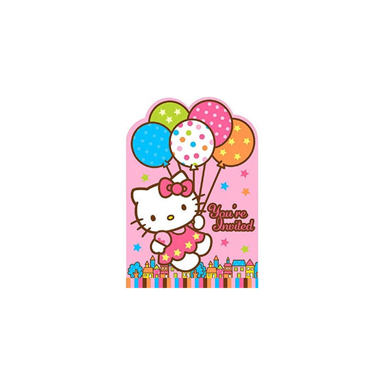 Adorable Hello Kitty Birthday Party Invitations Card Supply (8 Pack), Multi Color, 3 7/8" x 5 5/8".