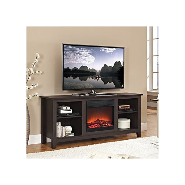 Walker Edison W58FP18ES Fireplace TV Stand, Espresso, 58"