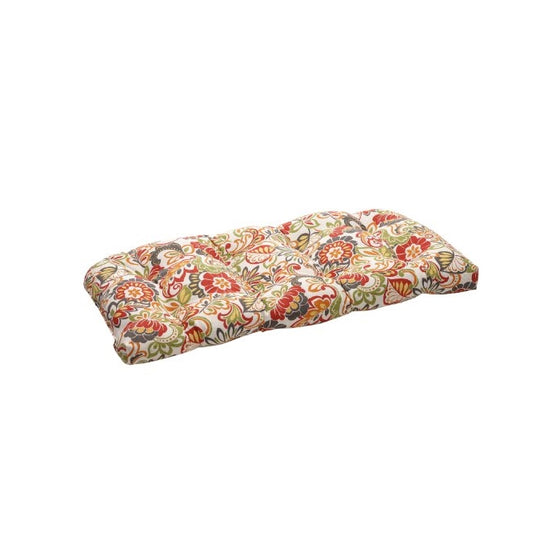 Pillow Perfect Indoor/Outdoor Multicolored Modern Floral Wicker Loveseat Cushion