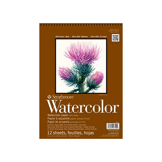 Strathmore 400 Series Watercolor Pad, 9"x12"Wire Bound, 12 Sheets