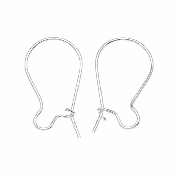 Beadaholique Sterling Earring Hooks Kidney Wires, 21-Gauge, Silver, Pair of 5