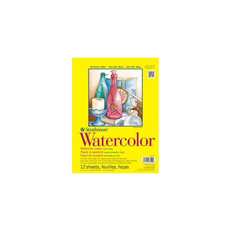 Strathmore 360-111 300 Series Watercolor Pad, 11"x15" Tape Bound, 12 Sheets
