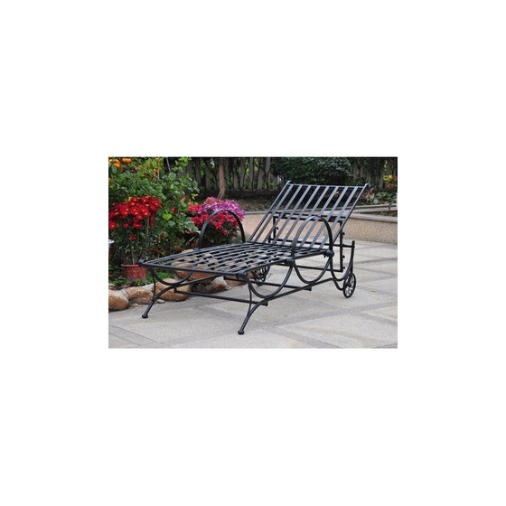 International Caravan Mandalay Iron Patio Chaise Lounge in Black