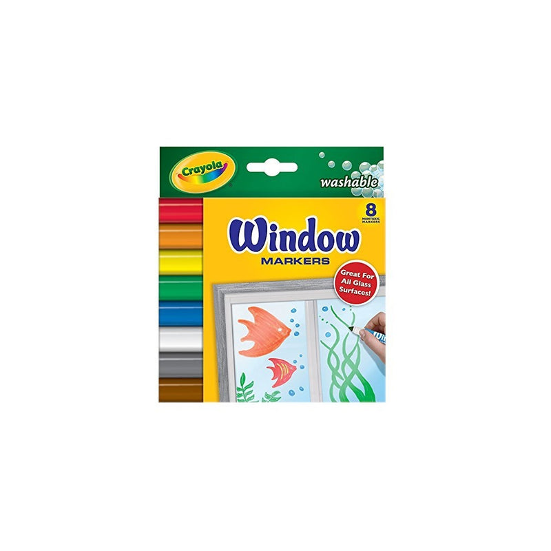 Crayola; Washable Window Markers; Art Tools; 8 Different Colors; Bright, Bold Colors; Works on All Glass Surfaces