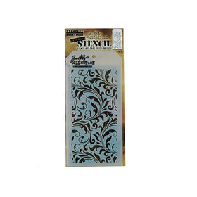 Stampers Anonymous THS-032 Tim Holtz Layered Flourish Stencil, 4.125 x 8.5