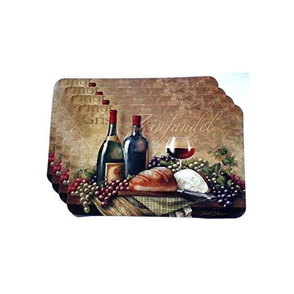 Wine Themed Plastic Placemats - Set of 4