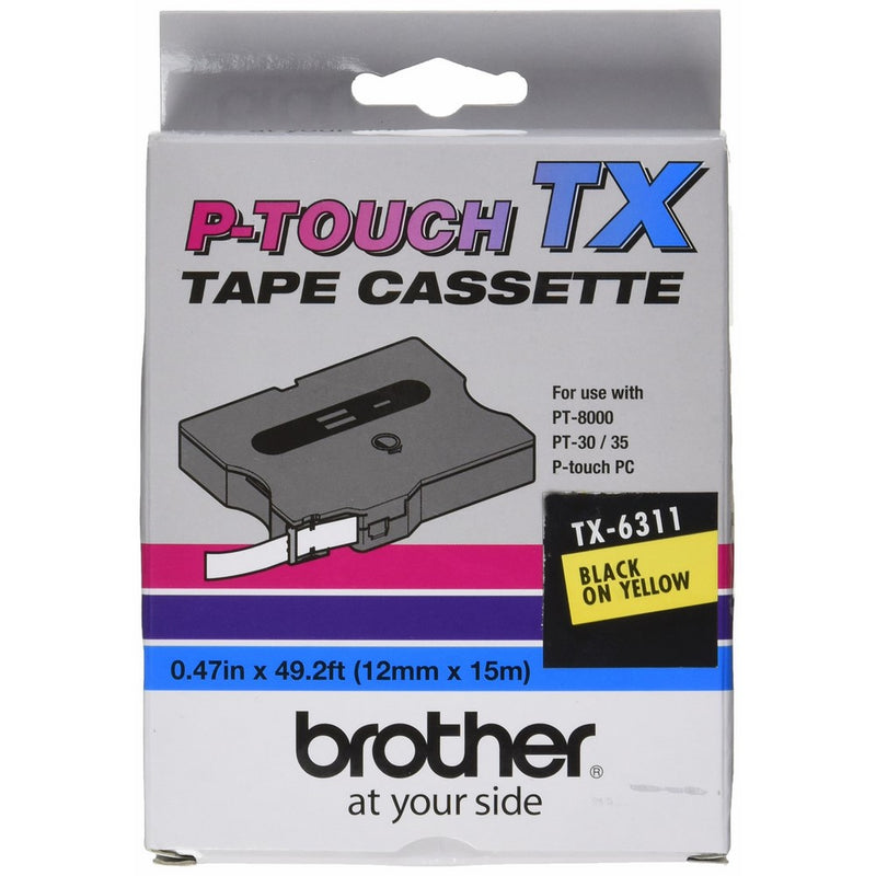 Brother TX6311 1/2in Black On Yellow for Pt-30/35/8000/pc