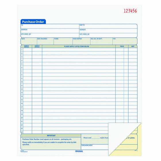 TOPS Purchase Order Book, 2-Part, Carbonless, 8-3/8 x 10-3/16 Inches, 50 Sets per Book (46146)