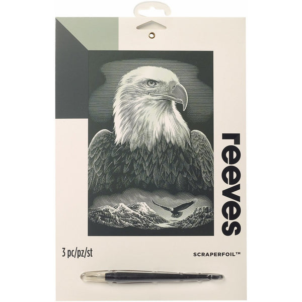 Reeves Bald Eagle Scraperfoil Artwork, Silver