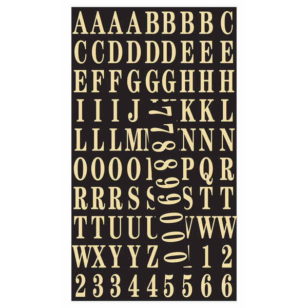 Hy-Ko MM-2 Gold Self-Stick Numbers & Letters Pack, 1"