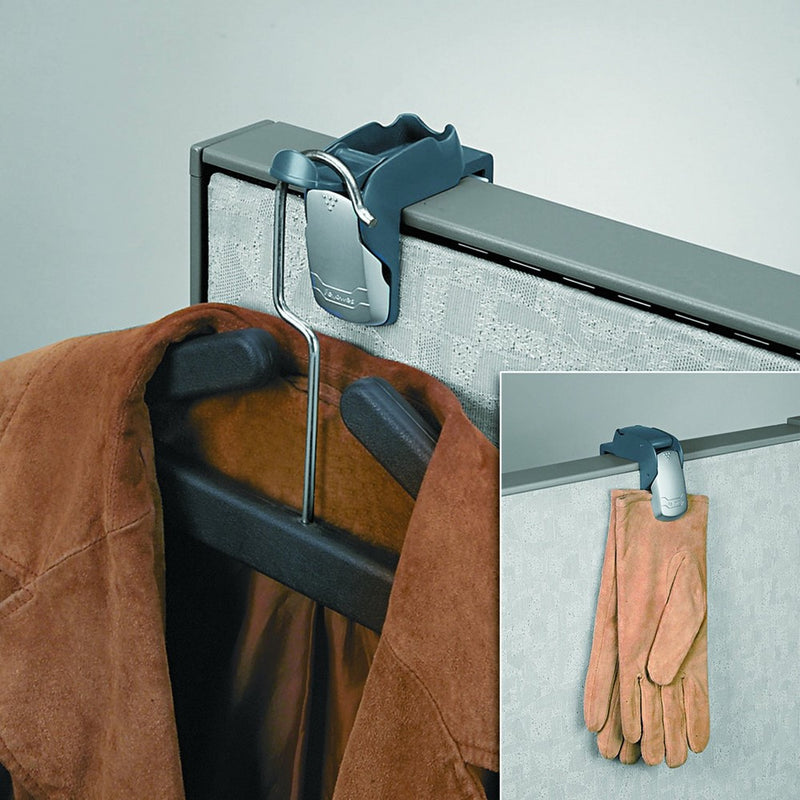 Fellowes 7501101 Pro Series Partition Additions Coat Hook & Clip, 1 5/8 x 2 3/4 x 3, Slate Gray