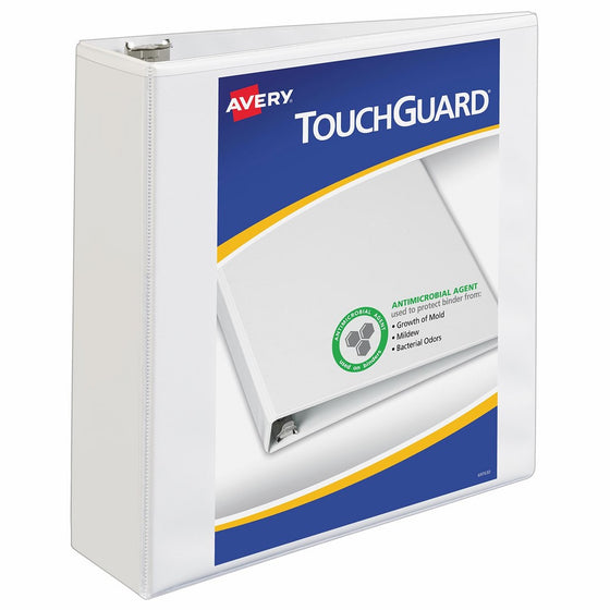 Avery TouchGuard Protection Heavy Duty View Binders, 3" Slant Rings, 600-Sheet Capacity, White (17144)