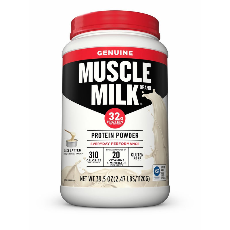 Muscle Milk Genuine Protein Powder, Cake Batter, 32g Protein, 2.47Pound